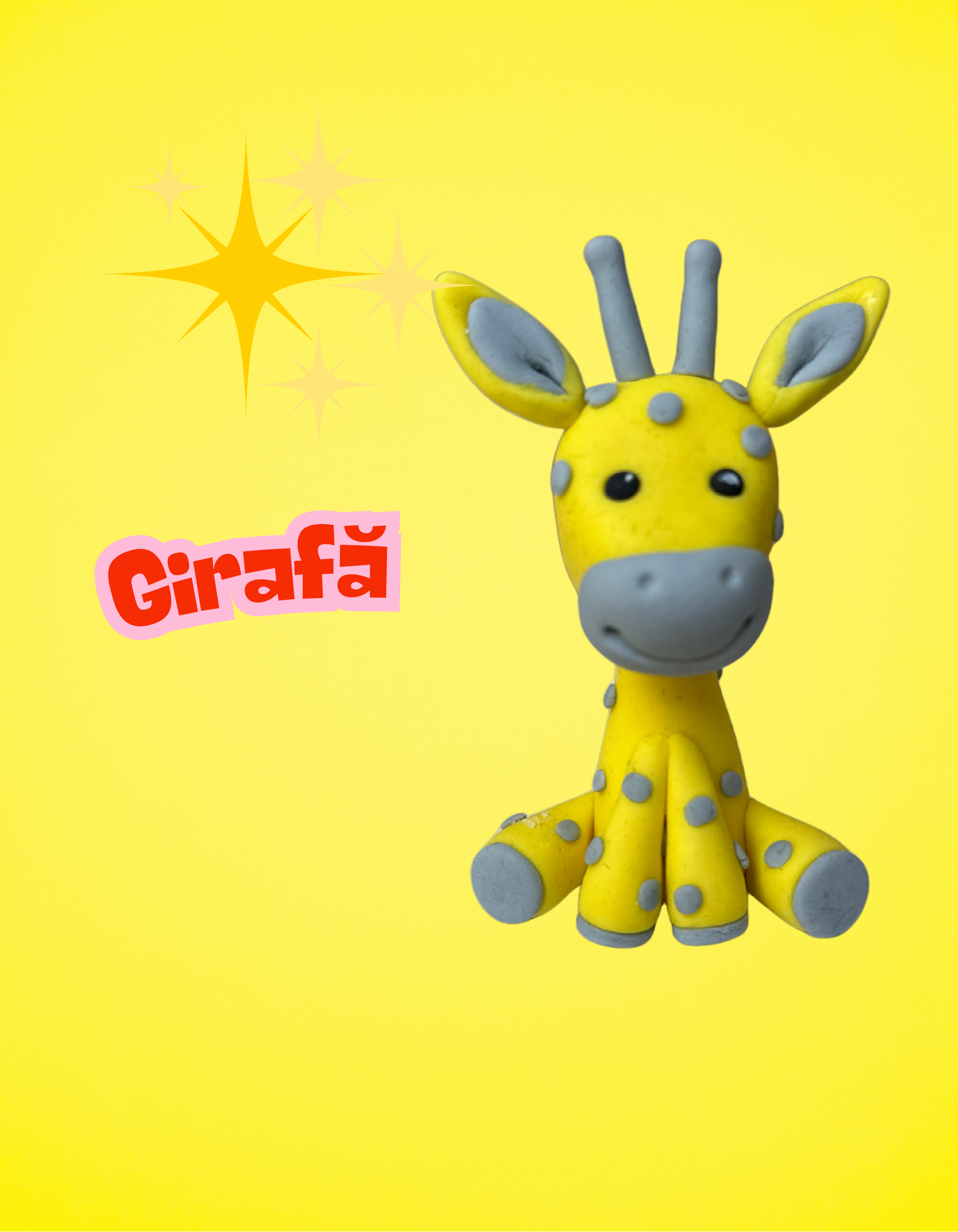 Figurină tort în formă de girafă, realizată manual din pastă de zahăr