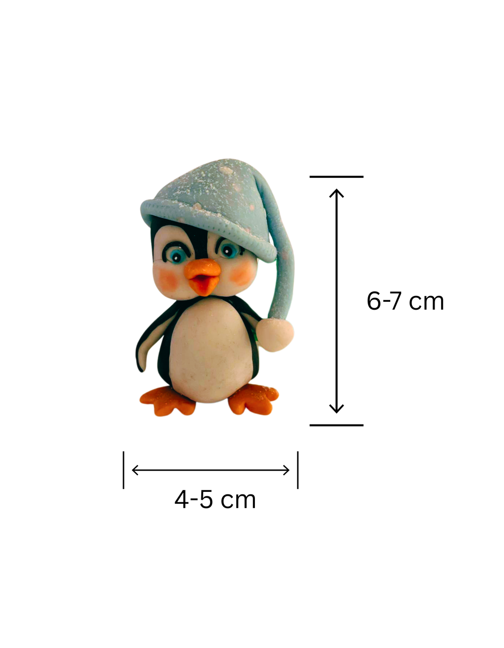 Figurina pentru tort din pasta de zahar in forma de Pinguin Craciun