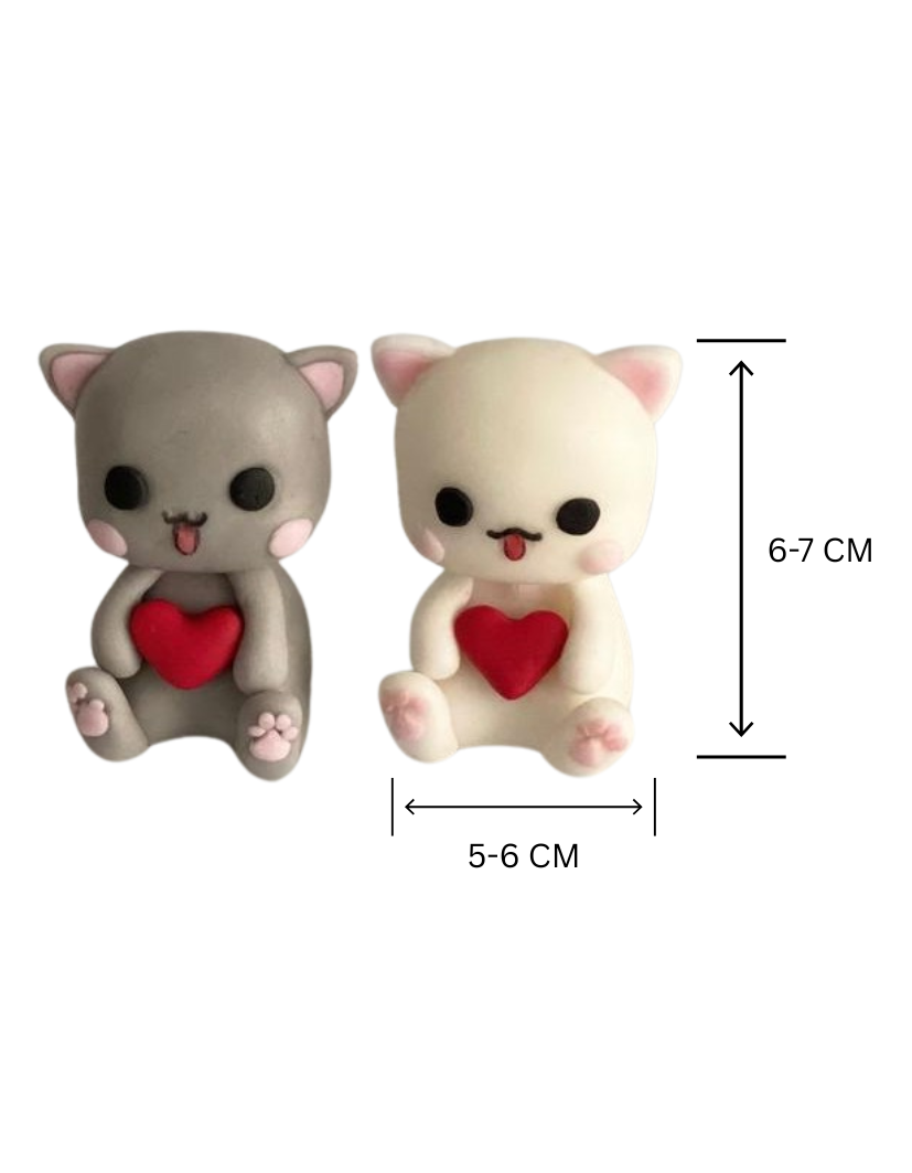 Set figurine pentru tort in forma de pisicute pentru Valentine's Day