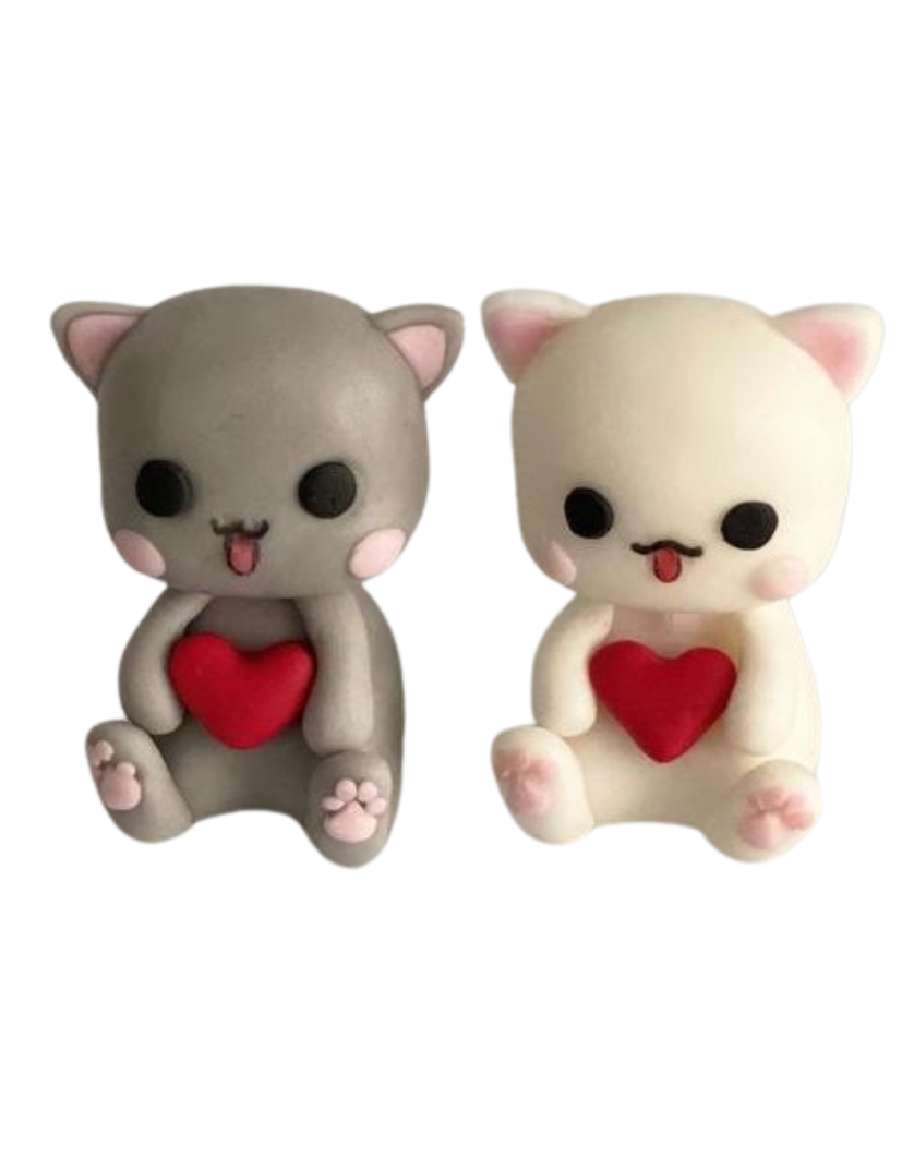 Figurine pentru tort in forma de pisicute pentru Valentine's Day.