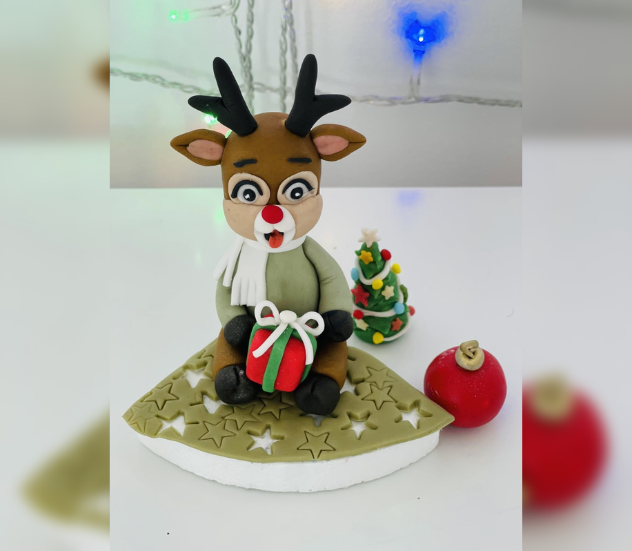 Figurina pentru tort in forma de ren de Craciun