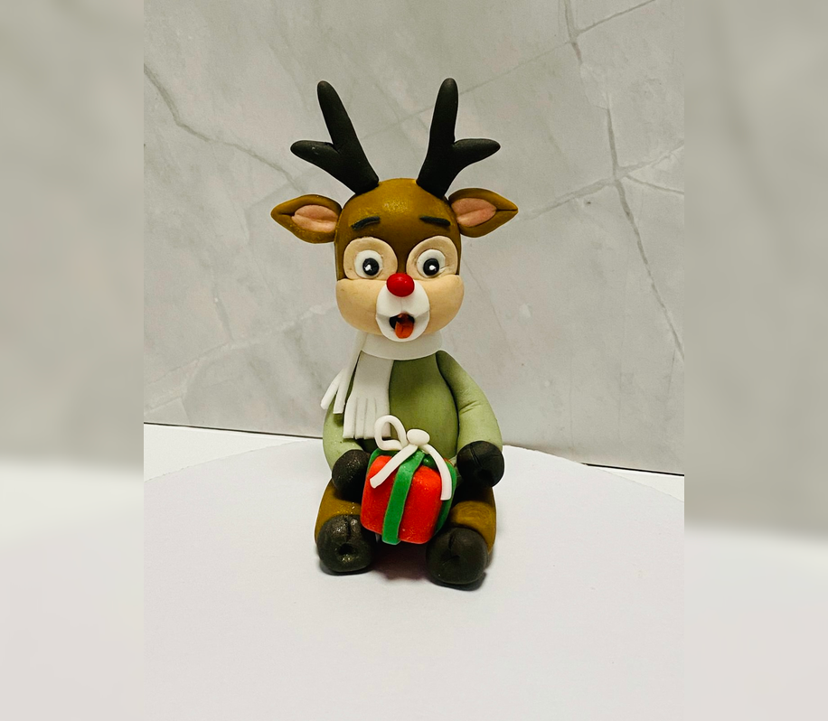 Figurina pentru tort in forma de ren de Craciun