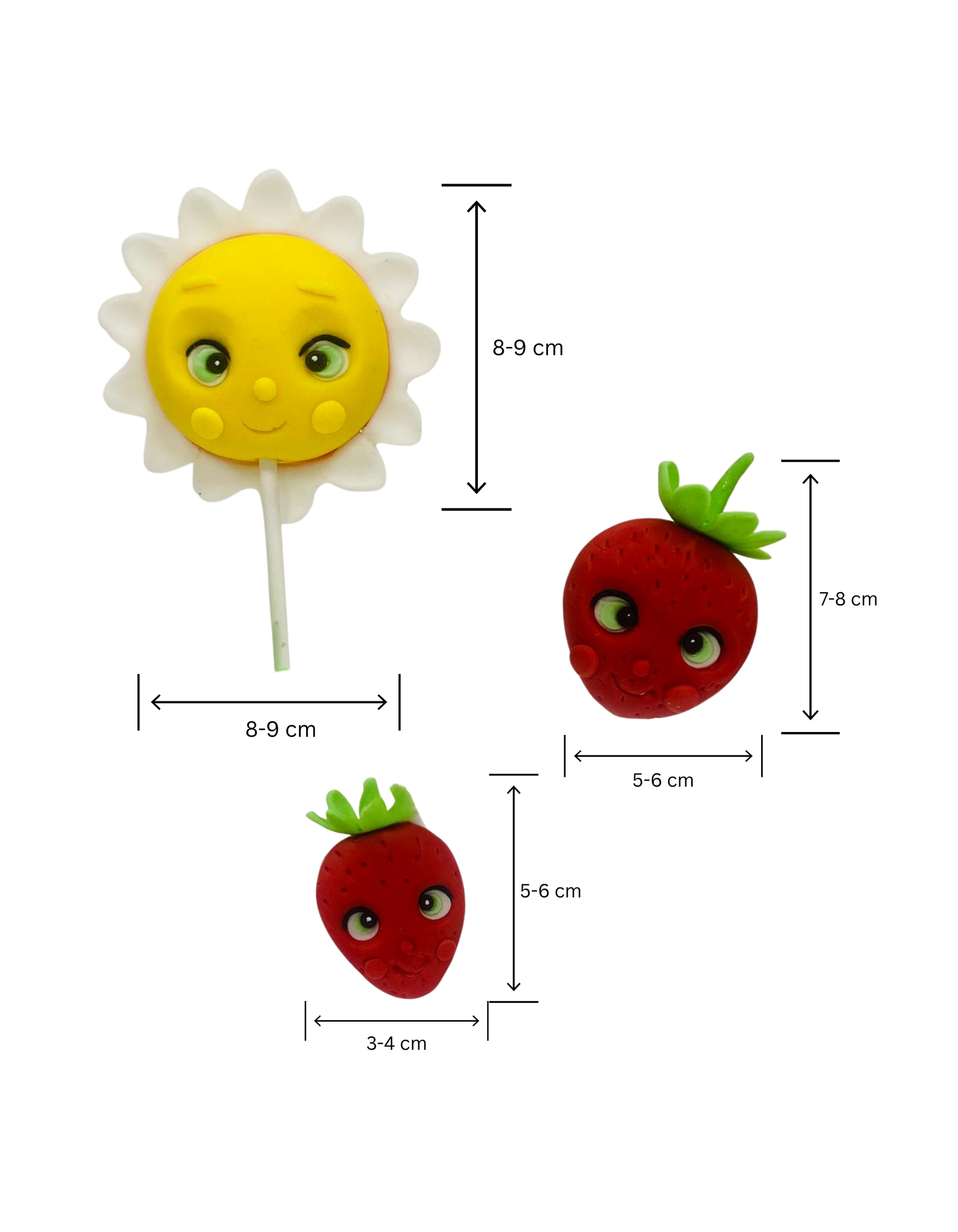 Figurina pentru tort din pasta de zahar in forma de soare si capsuni