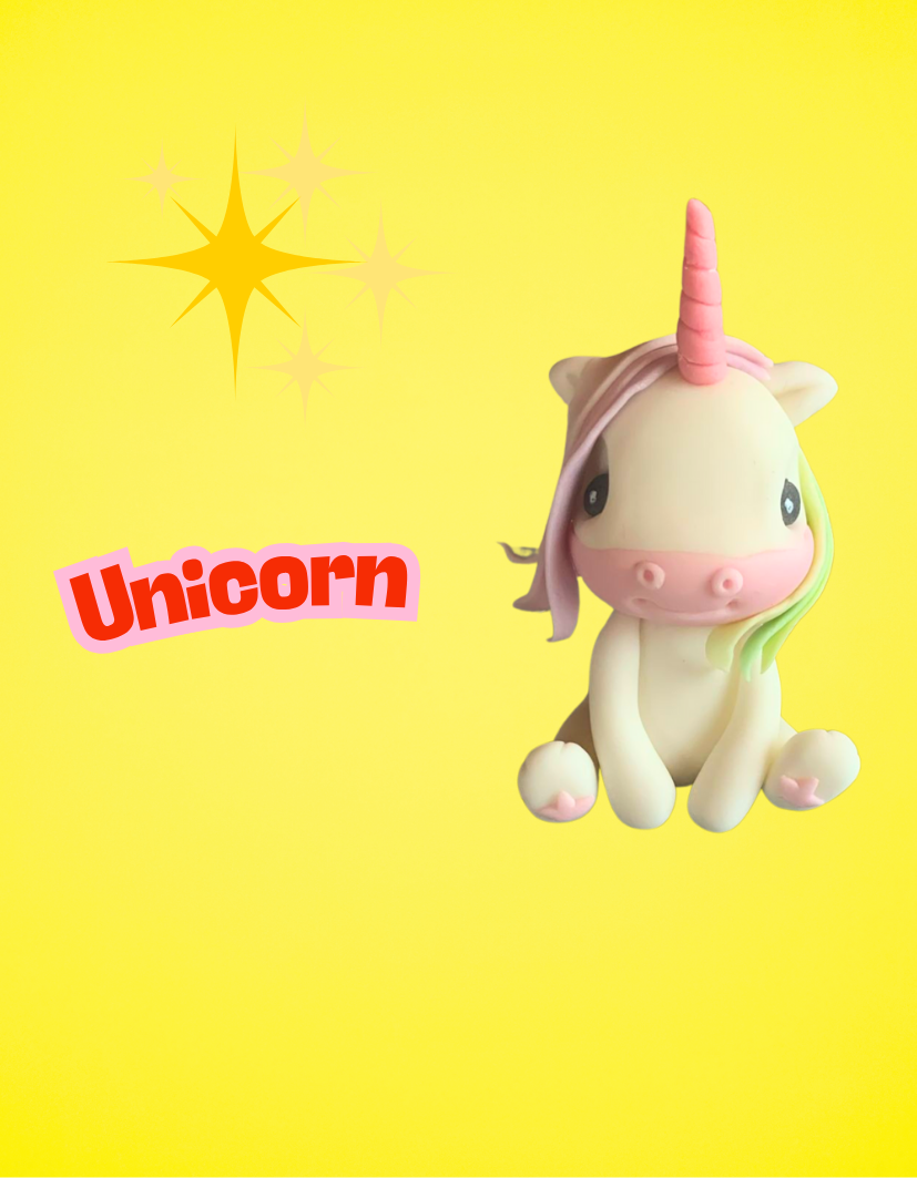 Figurină tort în formă de unicorn, realizată manual din pastă de zahăr