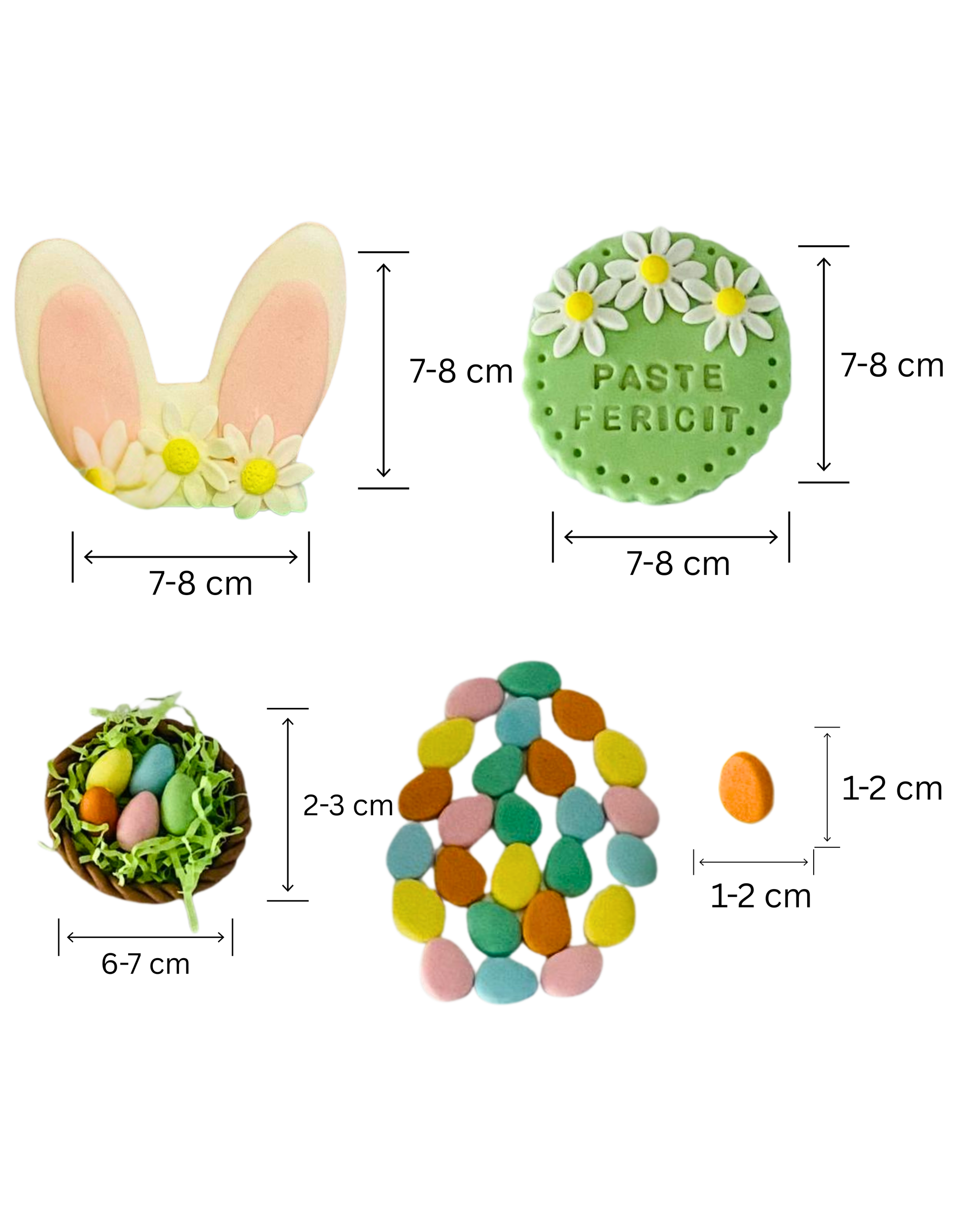 Figurina pentru tort din pasta de zahar in forma de urechi de iepure