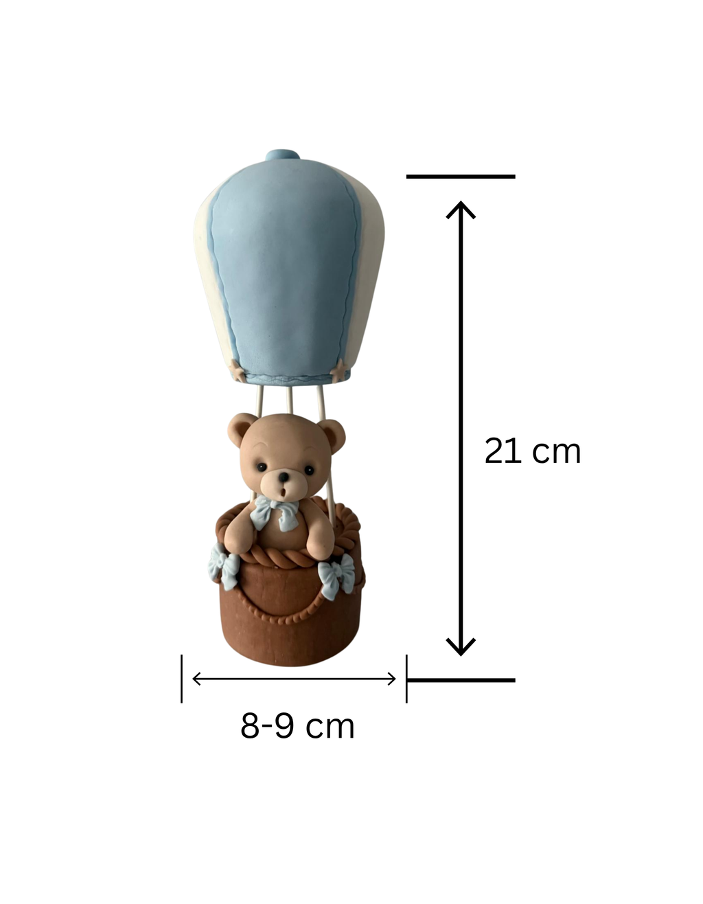 Figurina pentru tort din pasta de zahar in forma de ursulet in balon