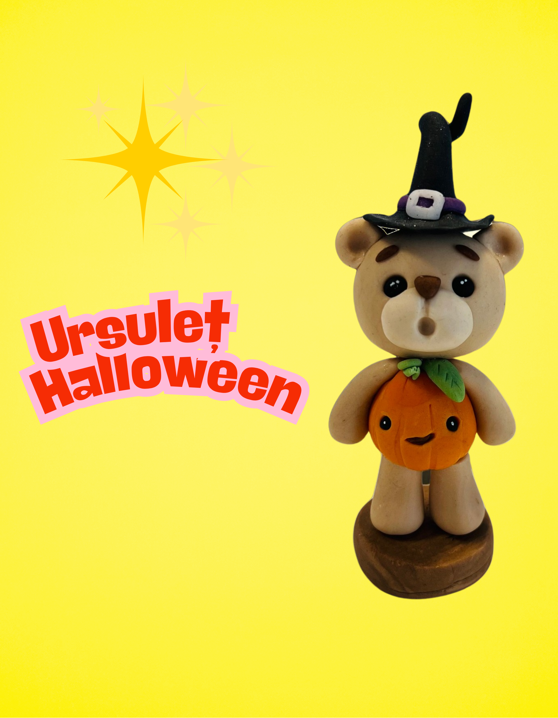 Figurină tort în formă de ursuleț Halloween, realizată manual din pastă de zahăr