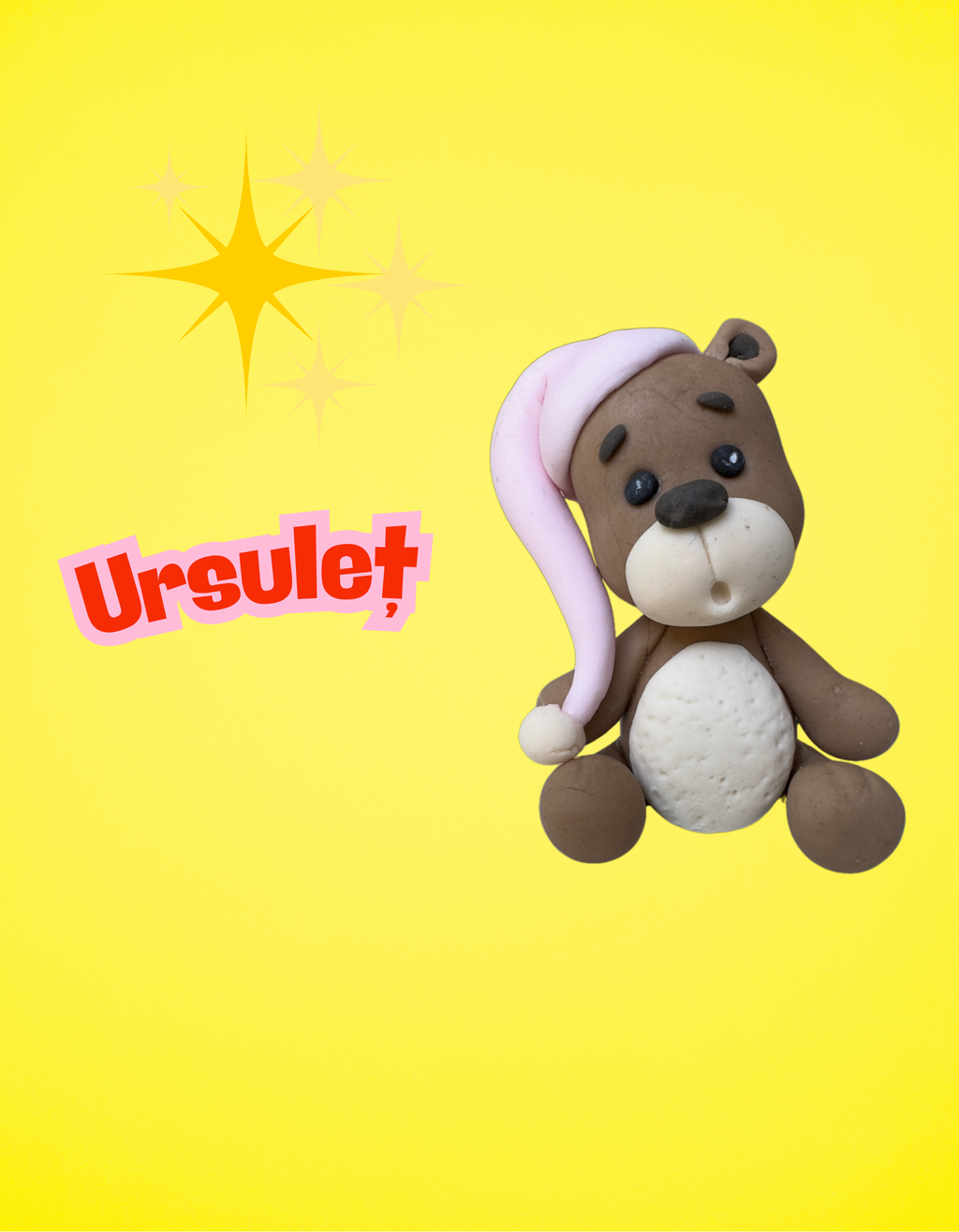 Figurină tort în formă de ursuleț, realizată manual din pastă de zahăr