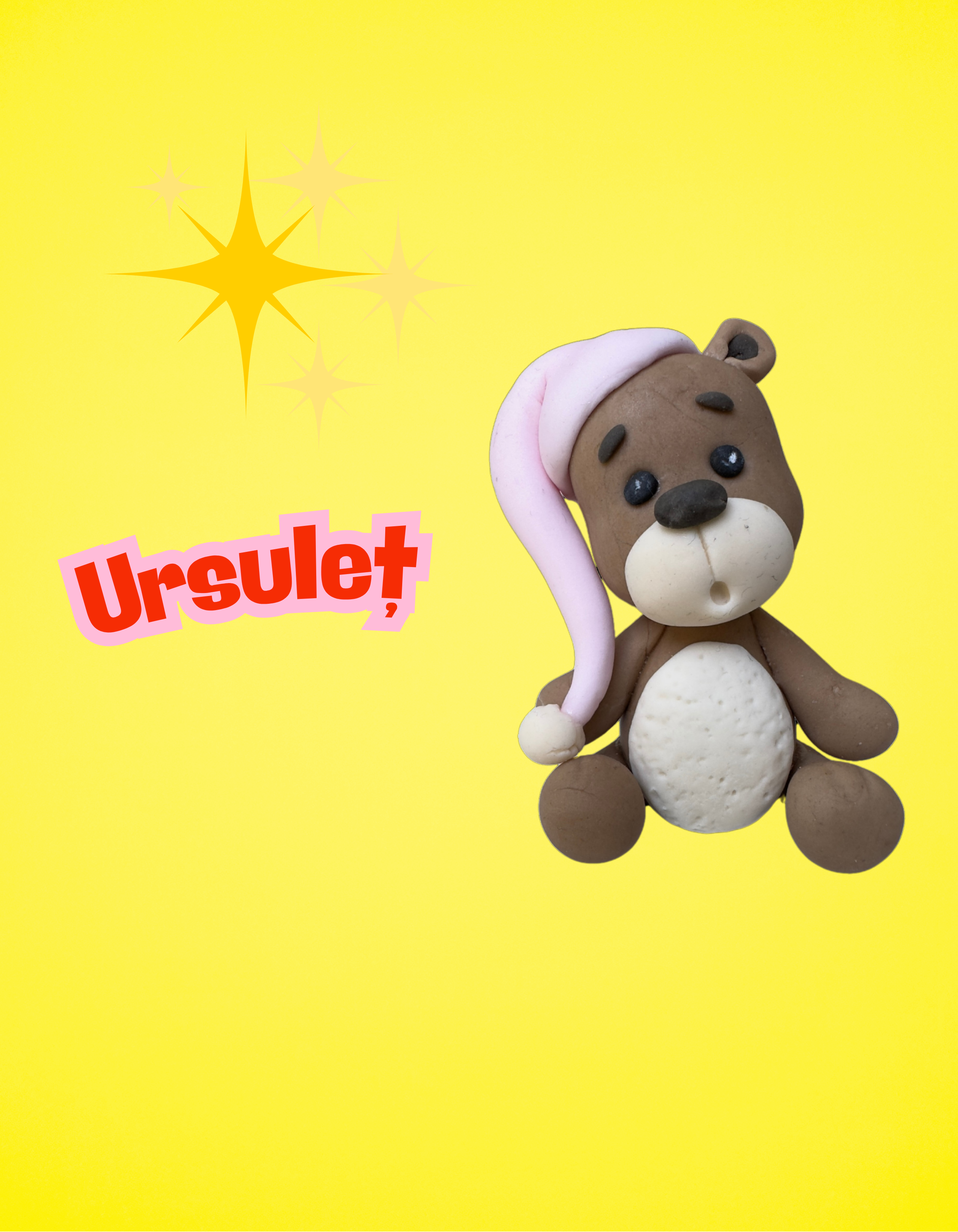 Figurină tort în formă de ursuleț, realizată manual din pastă de zahăr
