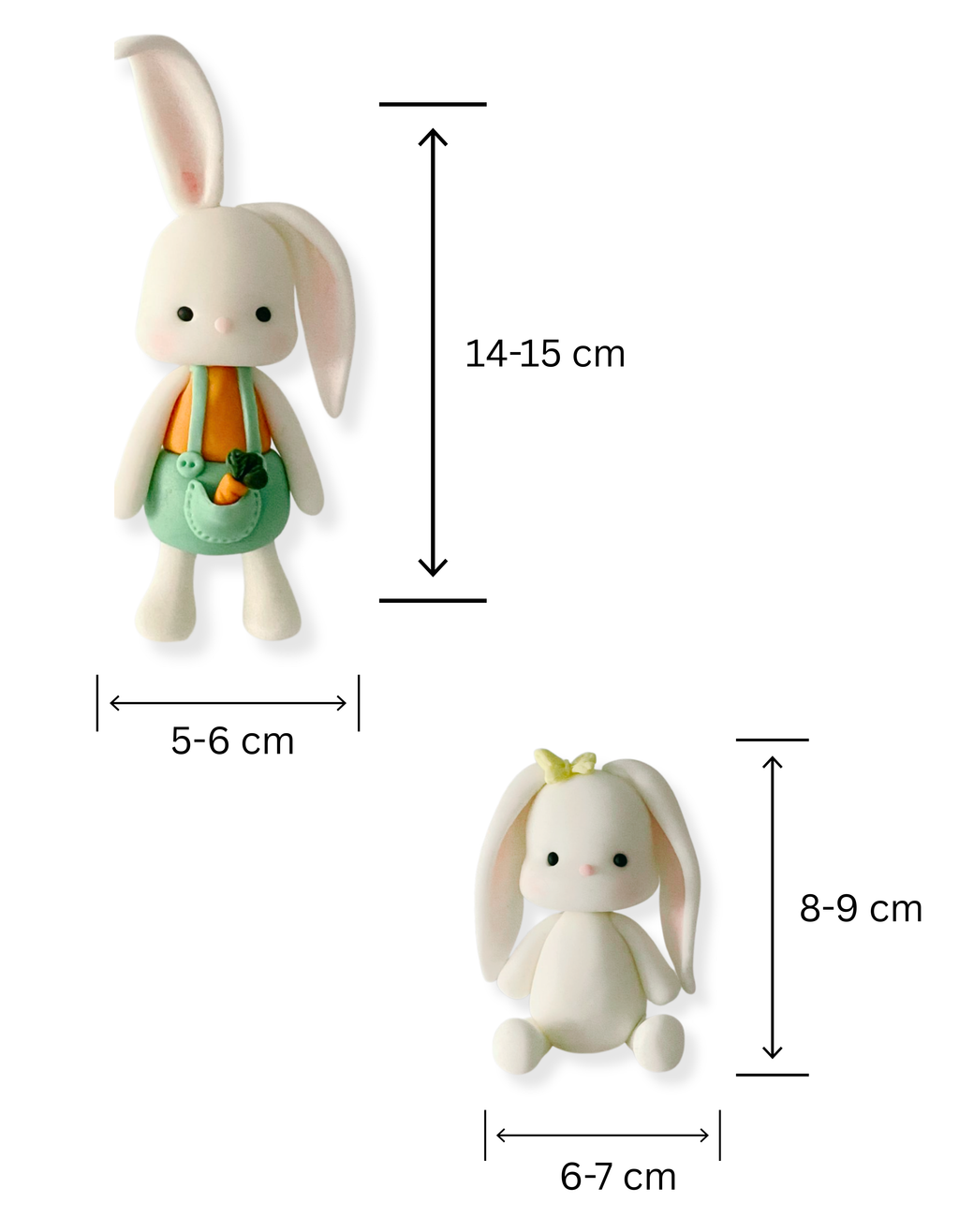 Set figurine pentru tort din pasta de zahar in forma de Iepurasi de Paste
